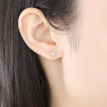Load image into Gallery viewer, Mini Rectangular White Zircon Stud Silver Earrings