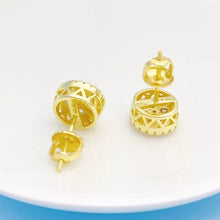 Load image into Gallery viewer, 18 K Gold Berlin Iced MOISSANITE Silver Earrings