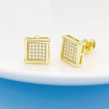 Load image into Gallery viewer, 18 K Gold London Iced MOISSANITE Silver Earrings