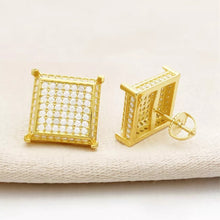 Load image into Gallery viewer, 18 K Gold Roman Iced MOISSANITE Silver Earrings