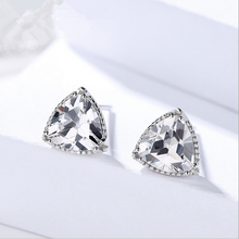Load image into Gallery viewer, Chic Triangular Zircon Studded Silver Earrings