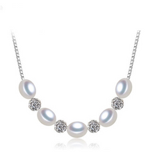 Load image into Gallery viewer, Elegant 5 Natural Pearl au Zircon Silver Necklace