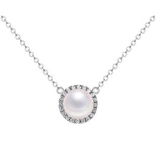 Load image into Gallery viewer, White Zircon Round Natural Pearl Silver Necklace