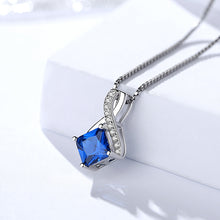 Load image into Gallery viewer, Square Sapphire Blue Zircon Silver Necklace Set