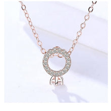 Load image into Gallery viewer, Rose Gold Zircon Circle Pendant Silver Necklace