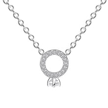 Load image into Gallery viewer, White Zircon Circle Pendant Silver Necklace
