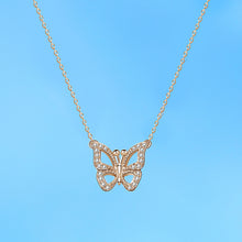 Load image into Gallery viewer, Rose Gold Butterfly Pendant Silver Necklace