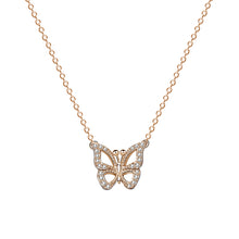 Load image into Gallery viewer, Rose Gold Butterfly Pendant Silver Necklace