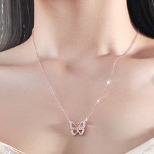 Load image into Gallery viewer, Rose Gold Butterfly Pendant Silver Necklace
