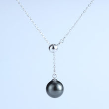 Load image into Gallery viewer, Black Drop Natural pearl Adjustable Silver Necklace