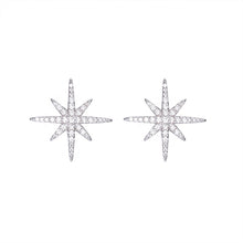 Load image into Gallery viewer, Pointed Star White Zircon Cherry Closure Silver Earrings