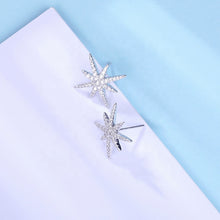 Load image into Gallery viewer, Pointed Star White Zircon Cherry Closure Silver Earrings