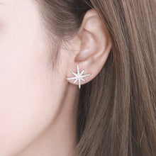 Load image into Gallery viewer, Pointed Star White Zircon Cherry Closure Silver Earrings