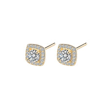 Load image into Gallery viewer, Square Geometrical White Zircon Silver Earrings
