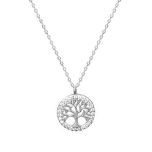 Load image into Gallery viewer, Tree of Life White Zircon Silver Adjustable Necklace