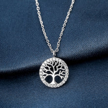 Load image into Gallery viewer, Tree of Life White Zircon Silver Adjustable Necklace