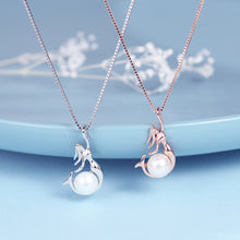 Load image into Gallery viewer, Rose Gold Mermaid Pearl Pendant Silver Necklace
