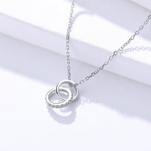 Load image into Gallery viewer, White Zircon Double Circle Pendant Silver Necklace