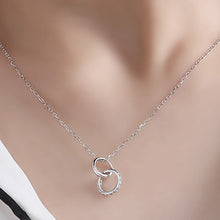 Load image into Gallery viewer, White Zircon Double Circle Pendant Silver Necklace