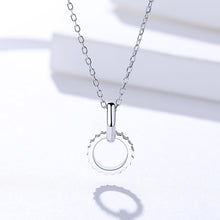 Load image into Gallery viewer, White Zircon Double Circle Pendant Silver Necklace