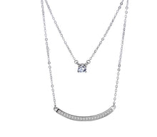 Load image into Gallery viewer, White Zircon Arc Layered Pendant Silver Necklace