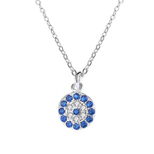 Load image into Gallery viewer, Turkish Evil Eye Zircon Pendant Silver Necklace