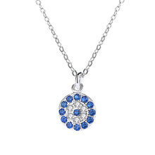 Load image into Gallery viewer, Turkish Evil Eye Zircon Pendant Silver Necklace Set
