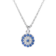 Load image into Gallery viewer, Turkish Evil Eye Zircon Pendant Silver Necklace Set