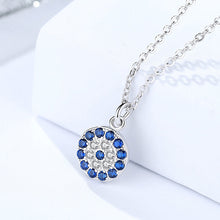 Load image into Gallery viewer, Turkish Evil Eye Zircon Pendant Silver Necklace Set