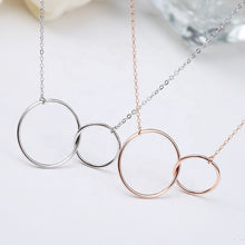 Load image into Gallery viewer, Double Circle Interlock Pendant Silver Necklace