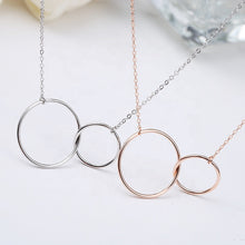 Load image into Gallery viewer, Rose Gold Double Circle Pendant Silver Necklace
