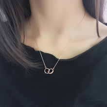 Load image into Gallery viewer, Rose Gold Even Circle Pendant Silver Necklace