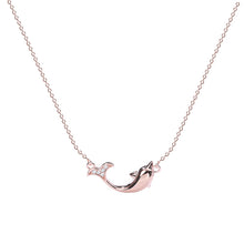 Load image into Gallery viewer, Rose Gold Zircon Dolphin Pendant Silver Necklace