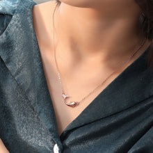 Load image into Gallery viewer, Rose Gold Zircon Dolphin Pendant Silver Necklace