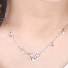 Load image into Gallery viewer, Colorful Zircon Moon Star Pendant Silver Necklace