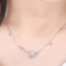 Load image into Gallery viewer, 18 K Gold Colorful Zircon Moon Star Necklace