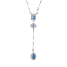 Load image into Gallery viewer, Blue Zircon Tear Drop Pendant Silver Necklace