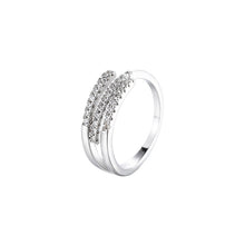 Load image into Gallery viewer, White Zircon Paved Triple Band Silver Ring