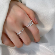 Load image into Gallery viewer, White Zircon Paved Triple Band Silver Ring
