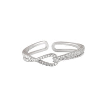 Load image into Gallery viewer, White Zircon Paved Infinity Adjustable Silver Ring