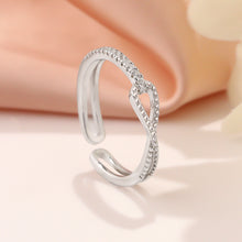 Load image into Gallery viewer, White Zircon Paved Infinity Adjustable Silver Ring