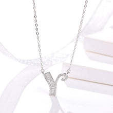 Load image into Gallery viewer, Initials Alphabet O-Z Pendant Zircon Silver Necklace