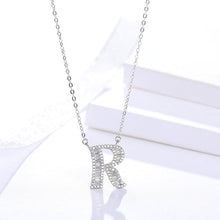 Load image into Gallery viewer, Initials Alphabet O-Z Pendant Zircon Silver Necklace