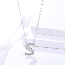 Load image into Gallery viewer, Initials Alphabet O-Z Pendant Zircon Silver Necklace