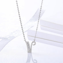 Load image into Gallery viewer, Initials Alphabet O-Z Pendant Zircon Silver Necklace