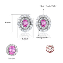 Load image into Gallery viewer, Pink Gemstone Zircon Oval Stud Silver Earrings