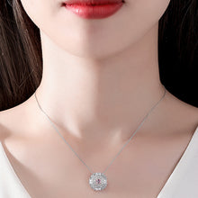 Load image into Gallery viewer, Pink Ruby Gemstone White Zircon Silver Necklace