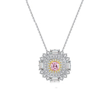 Load image into Gallery viewer, Pink Ruby Gemstone White Zircon Silver Necklace
