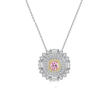 Load image into Gallery viewer, Pink Ruby Gemstone White Zircon Silver Necklace