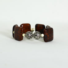 Load image into Gallery viewer, Poppy Jasper Square Silver Bead Bracelet 12 MM front view with 925 sterling silver designer beads by Mystic Flavia